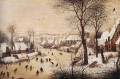 Winter Landscape With Skaters And Bird Trap Flemish Renaissance peasant Pieter Bruegel the Elder
